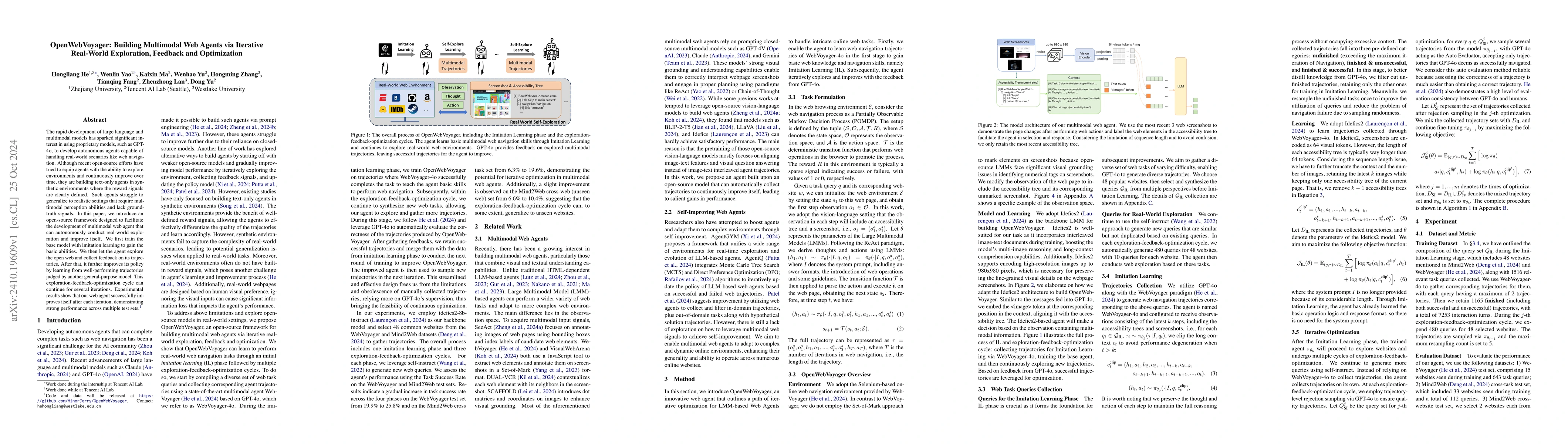 Thumbnail for OpenWebVoyager: Building Multimodal Web Agents via Iterative Real-World
  Exploration, Feedback and Optimization