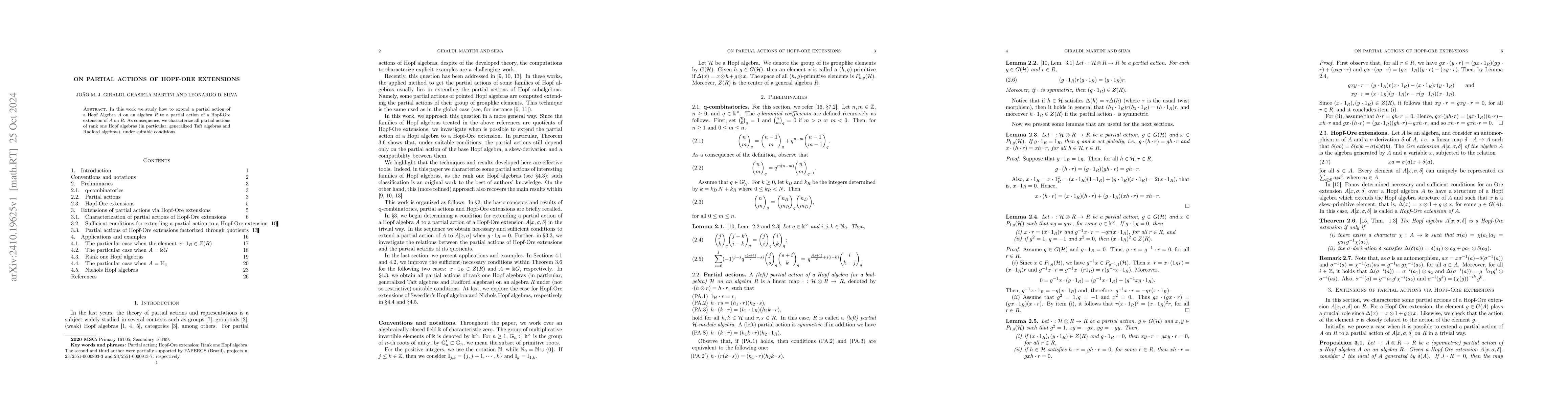 Thumbnail for On partial actions of Hopf-Ore extensions