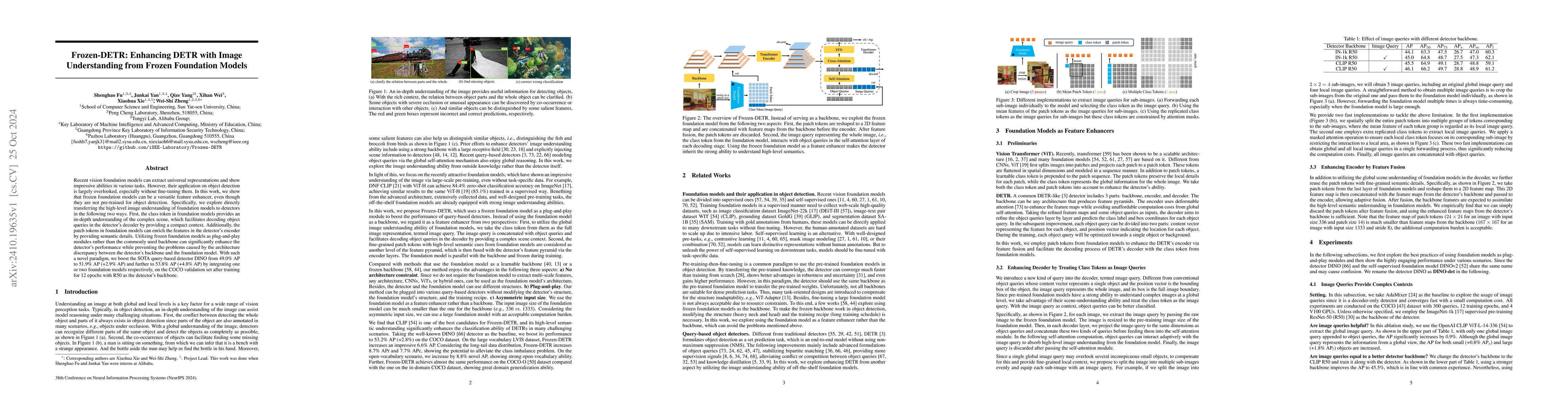 Thumbnail for Frozen-DETR: Enhancing DETR with Image Understanding from Frozen
  Foundation Models