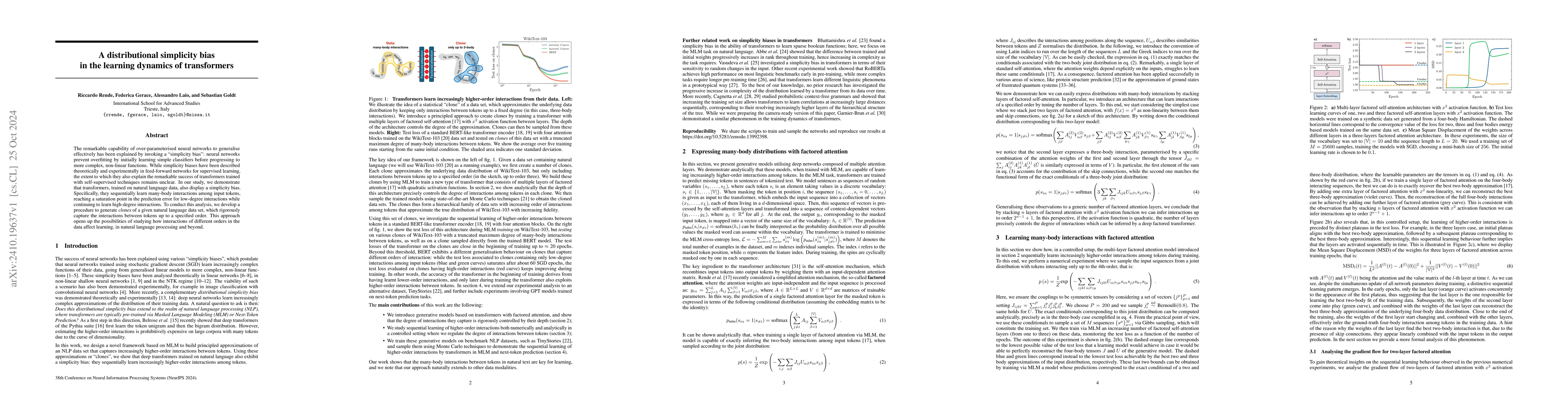 Thumbnail for A distributional simplicity bias in the learning dynamics of
  transformers