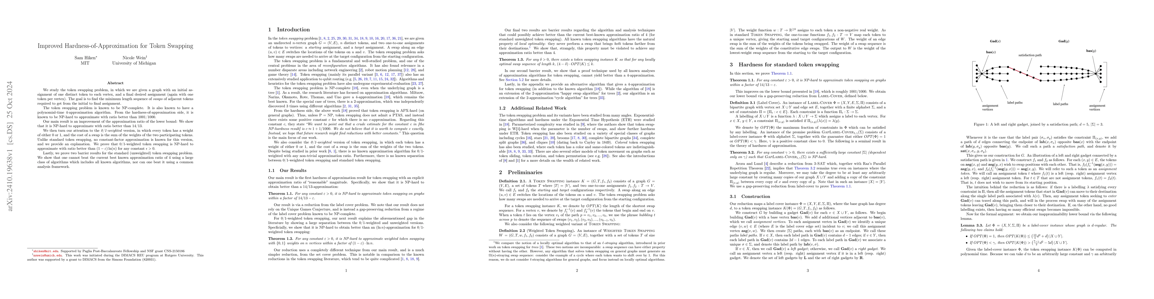 Thumbnail for Improved Hardness-of-Approximation for Token Swapping