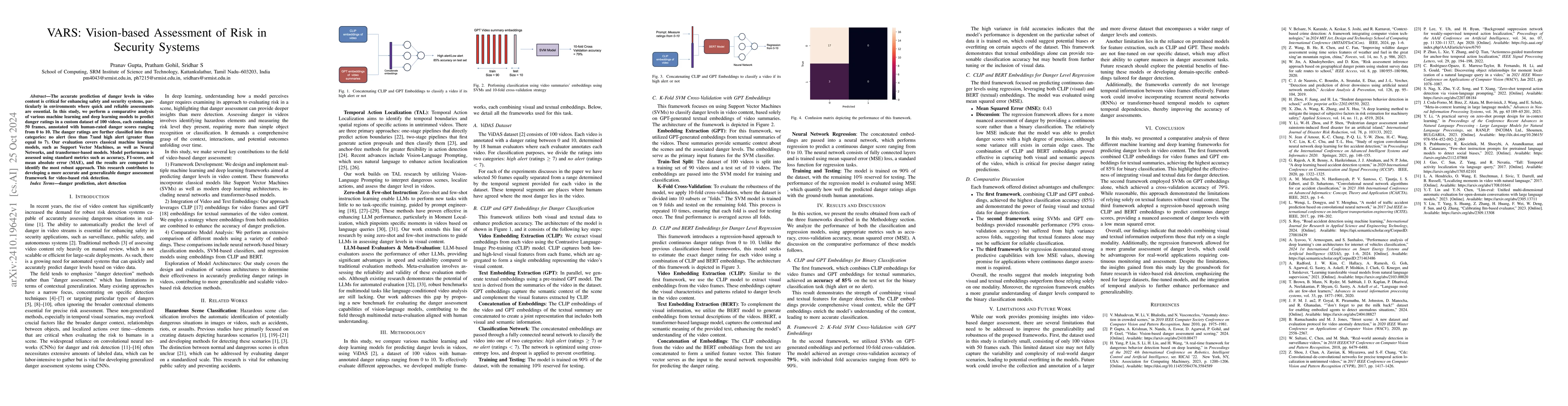 Thumbnail for VARS: Vision-based Assessment of Risk in Security Systems