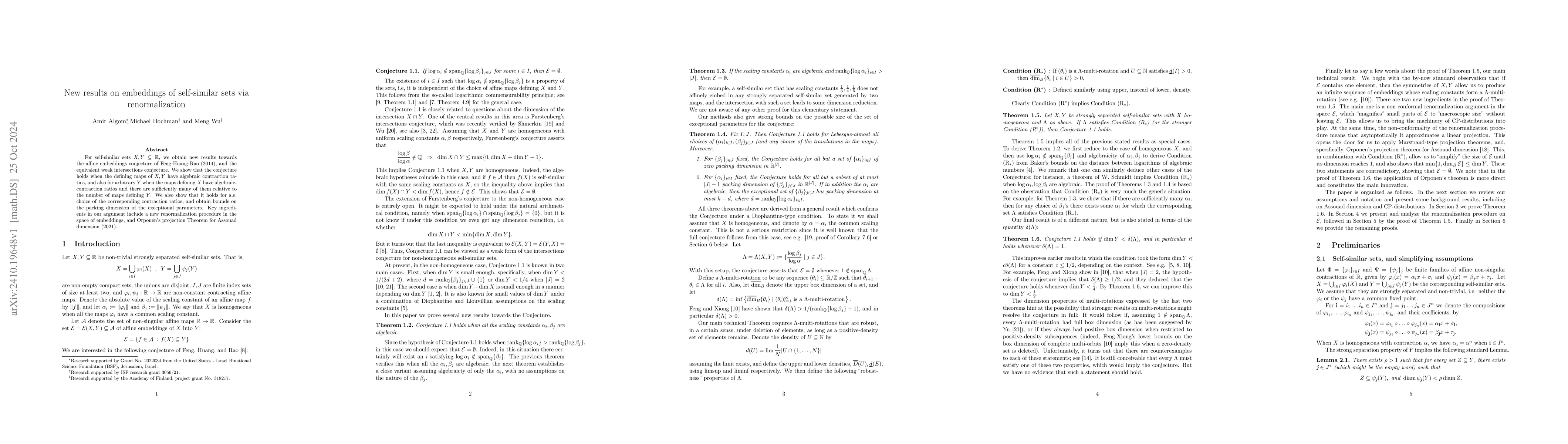Thumbnail for New results on embeddings of self-similar sets via renormalization