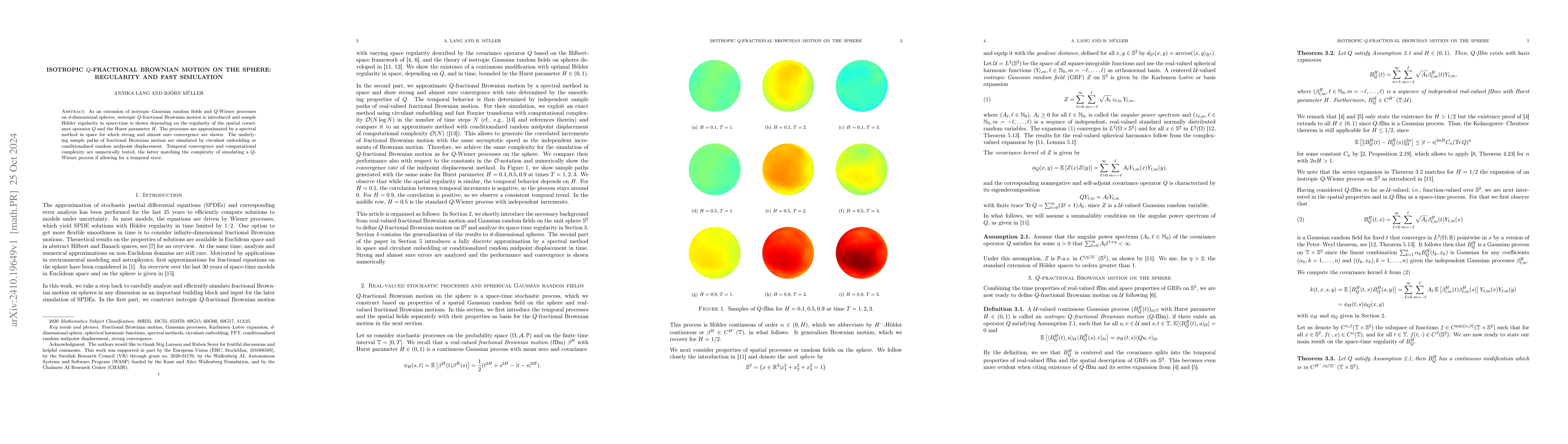 Thumbnail for Isotropic Q-fractional Brownian motion on the sphere: regularity and
  fast simulation