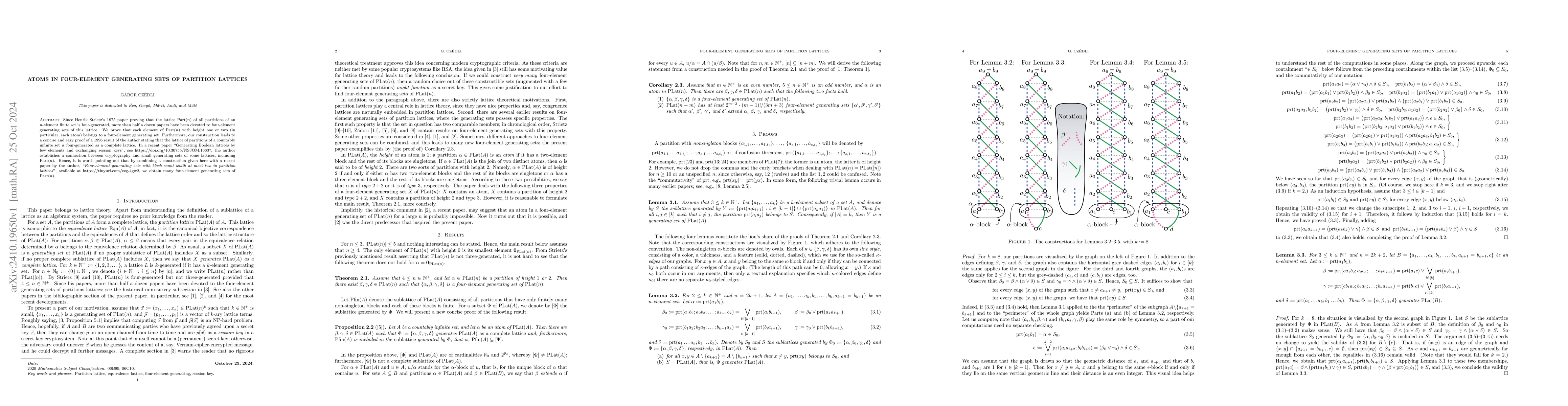 Thumbnail for Atoms in four-element generating sets of partition lattices