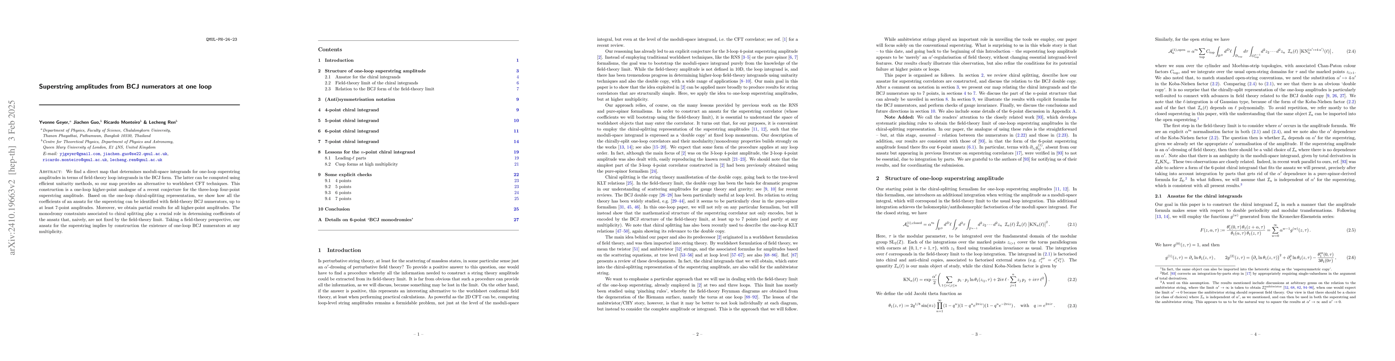 Thumbnail for Superstring amplitudes from BCJ numerators at one loop