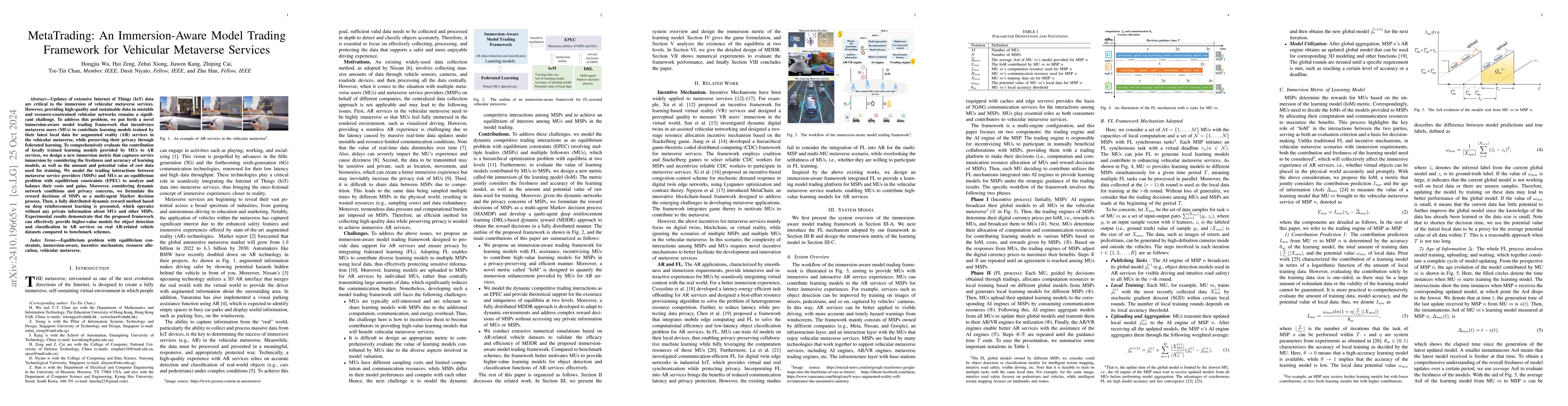 Thumbnail for MetaTrading: An Immersion-Aware Model Trading Framework for Vehicular
  Metaverse Services