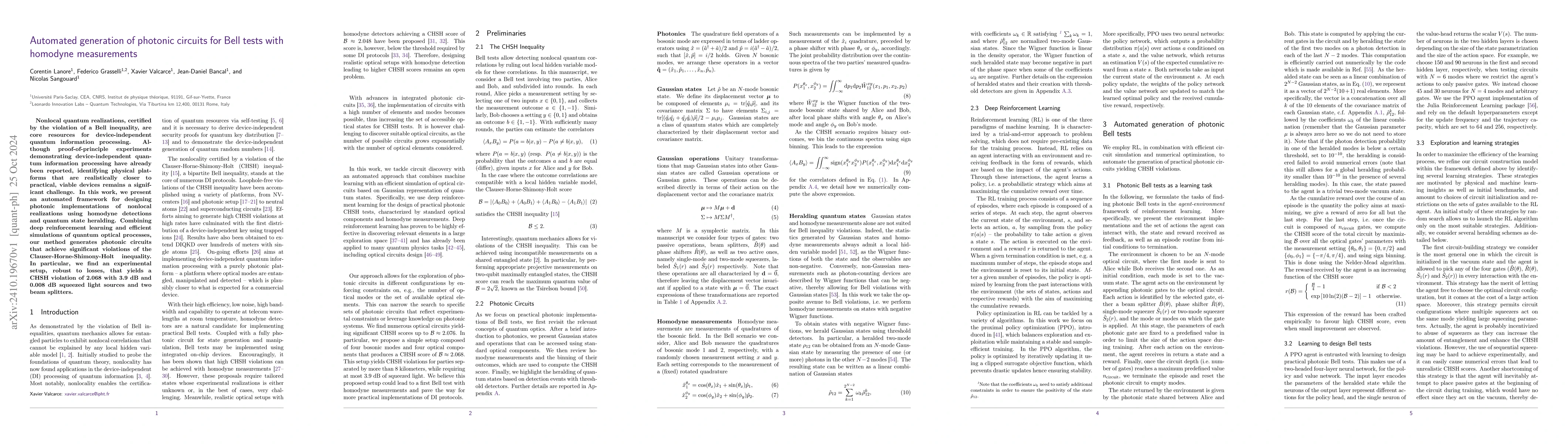 Thumbnail for Automated generation of photonic circuits for Bell tests with homodyne
  measurements