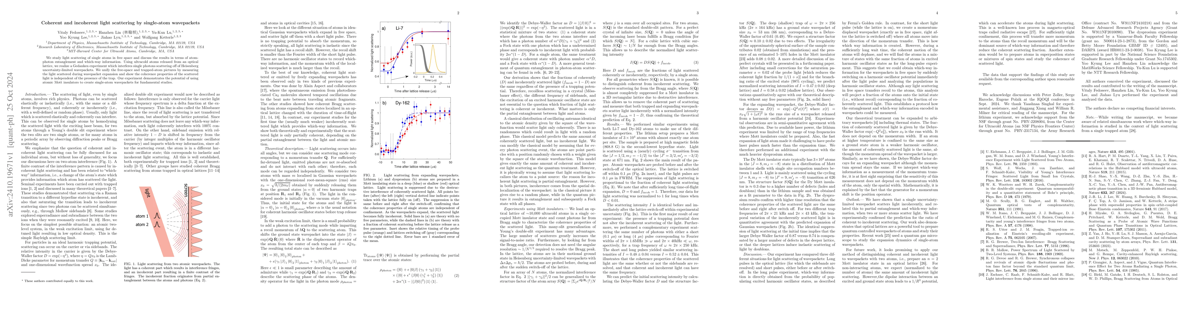 Thumbnail for Coherent and incoherent light scattering by single-atom wavepackets