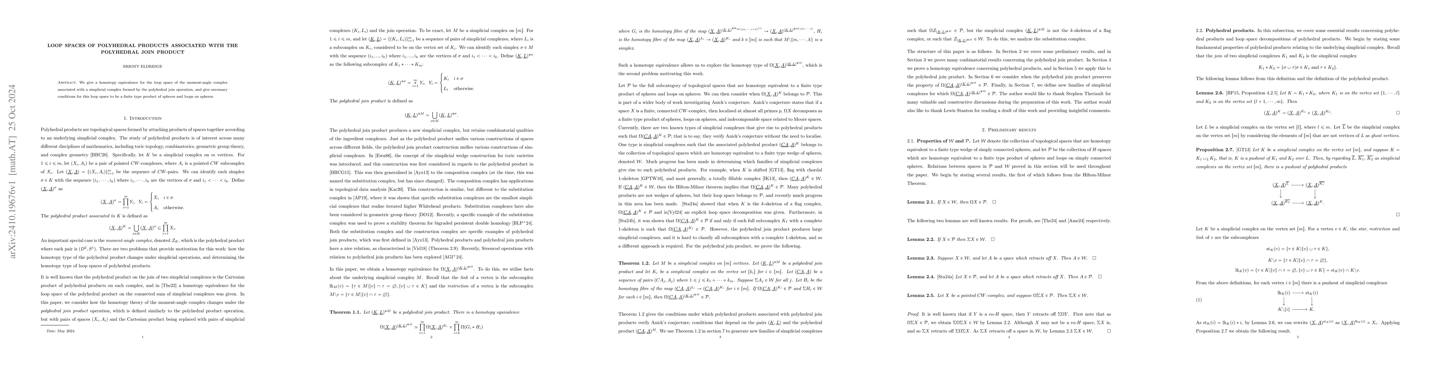 Thumbnail for Loop spaces of polyhedral products associated with the polyhedral join
  product