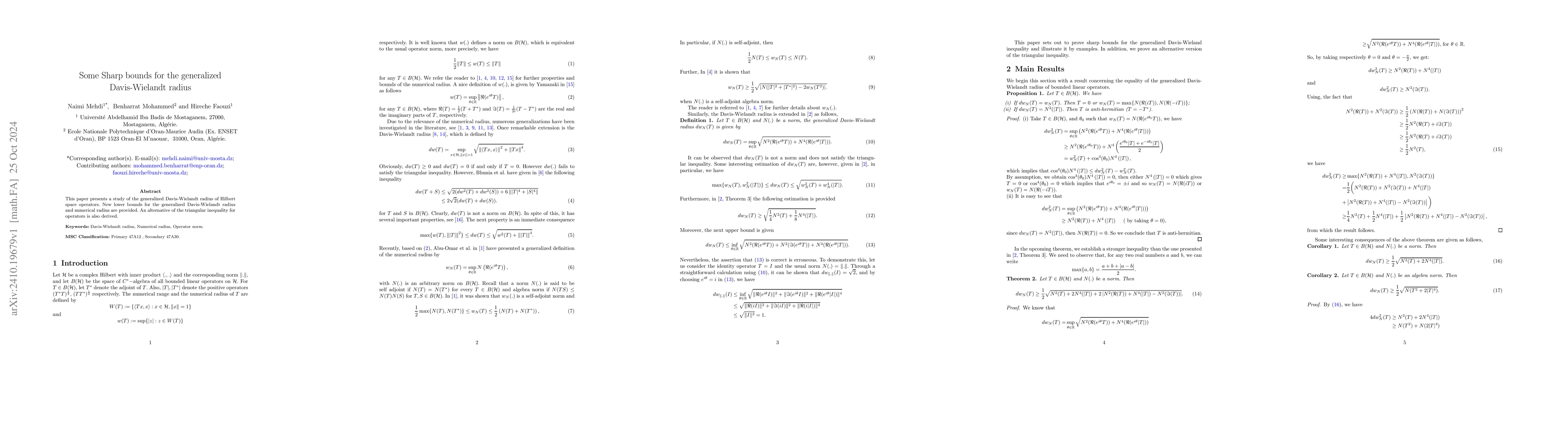 Thumbnail for Some Sharp bounds for the generalized Davis-Wielandt radius