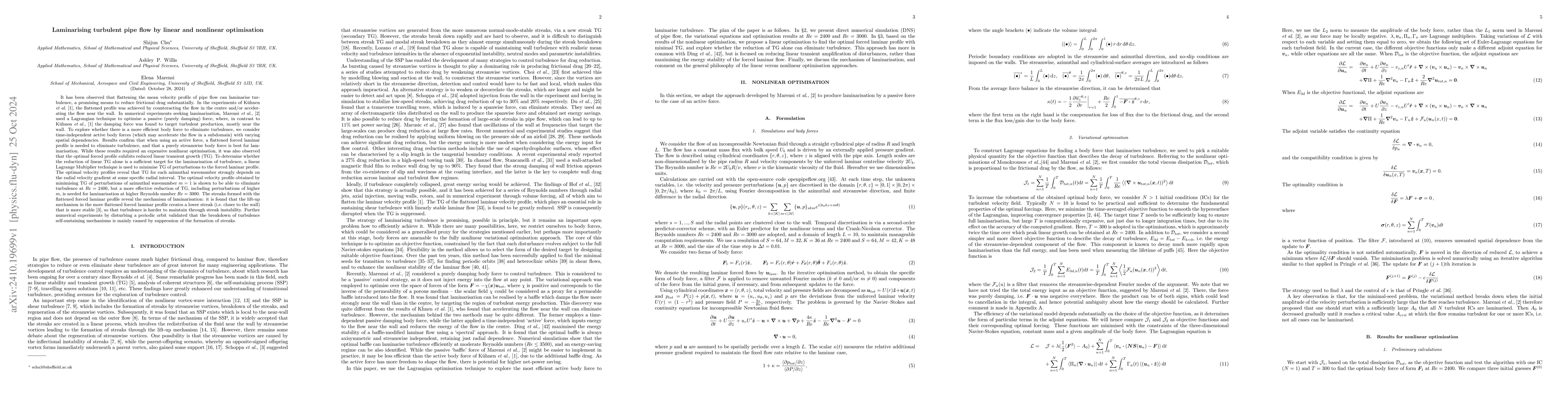 Thumbnail for Laminarising turbulent pipe flow by linear and nonlinear optimisation