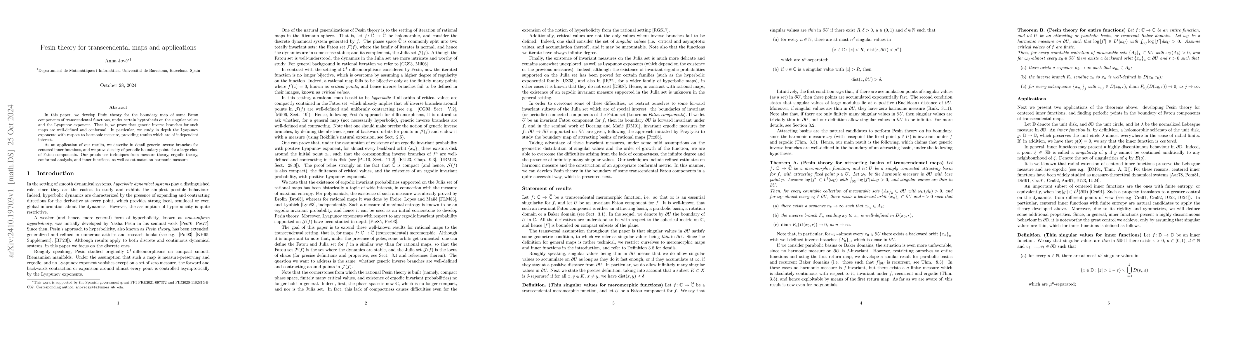 Thumbnail for Pesin theory for transcendental maps and applications