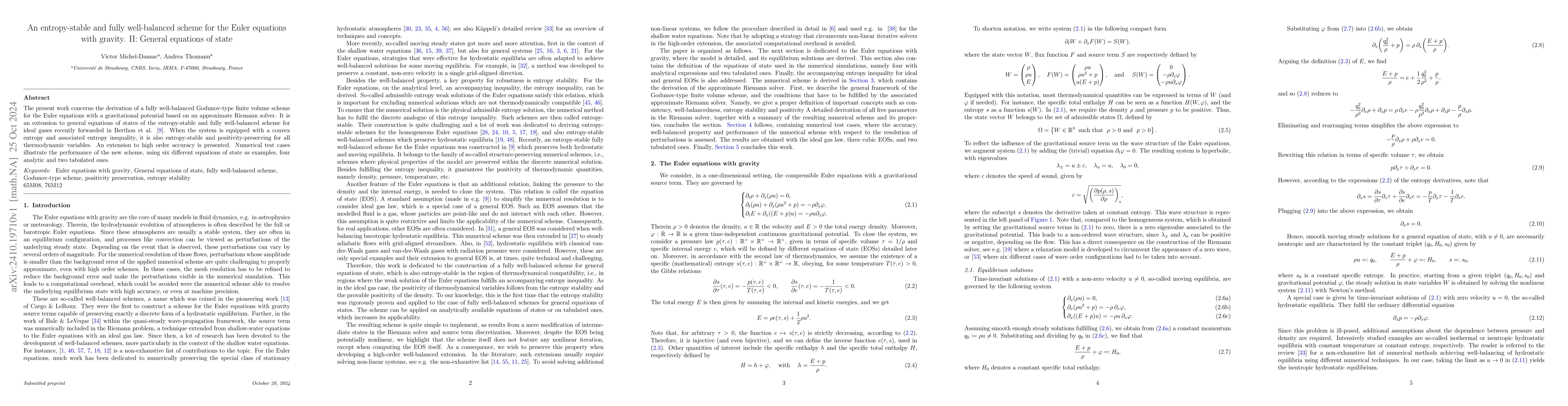 Thumbnail for An entropy-stable and fully well-balanced scheme for the Euler equations
  with gravity. II: General equations of state