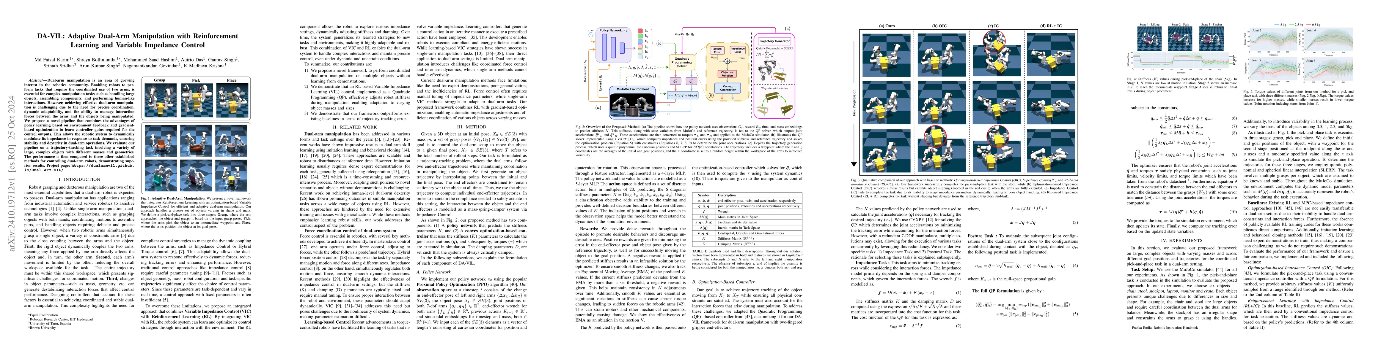 Thumbnail for DA-VIL: Adaptive Dual-Arm Manipulation with Reinforcement Learning and
  Variable Impedance Control