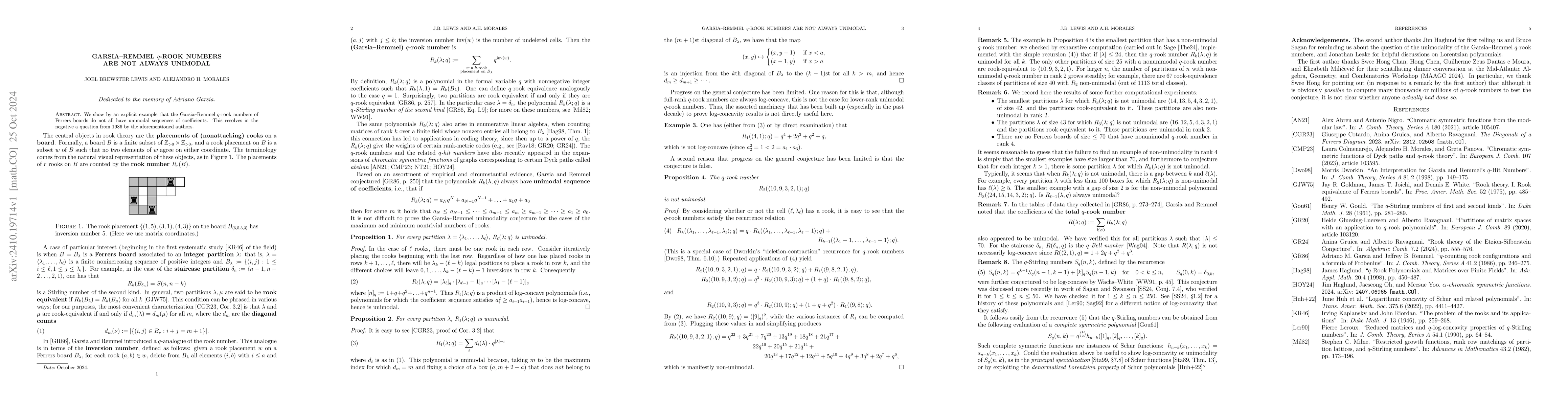 Thumbnail for Garsia--Remmel $q$-rook numbers are not always unimodal