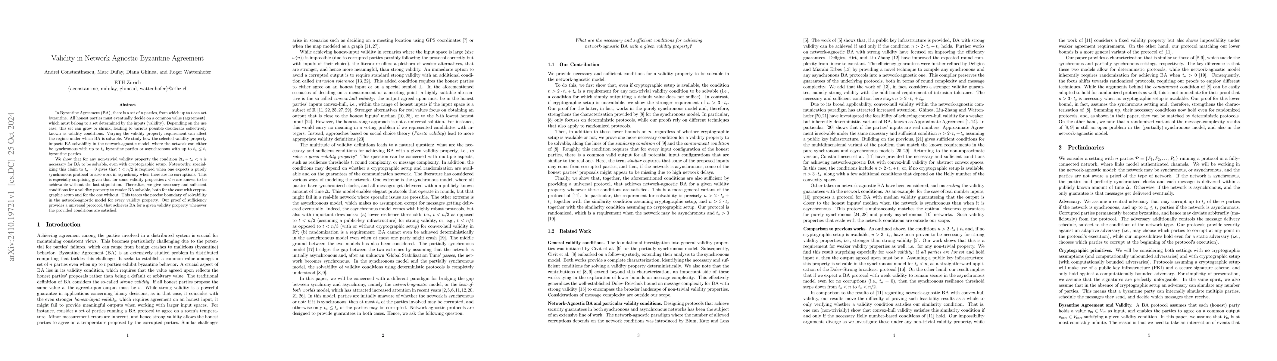 Thumbnail for Validity in Network-Agnostic Byzantine Agreement