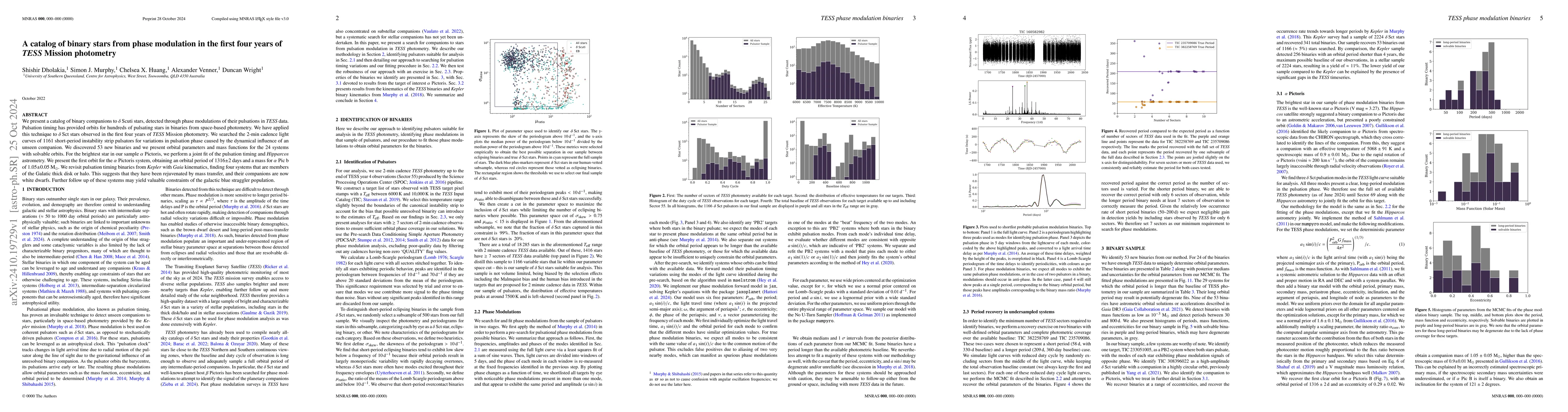 Thumbnail for A catalog of binary stars from phase modulation in the first four years
  of TESS Mission photometry