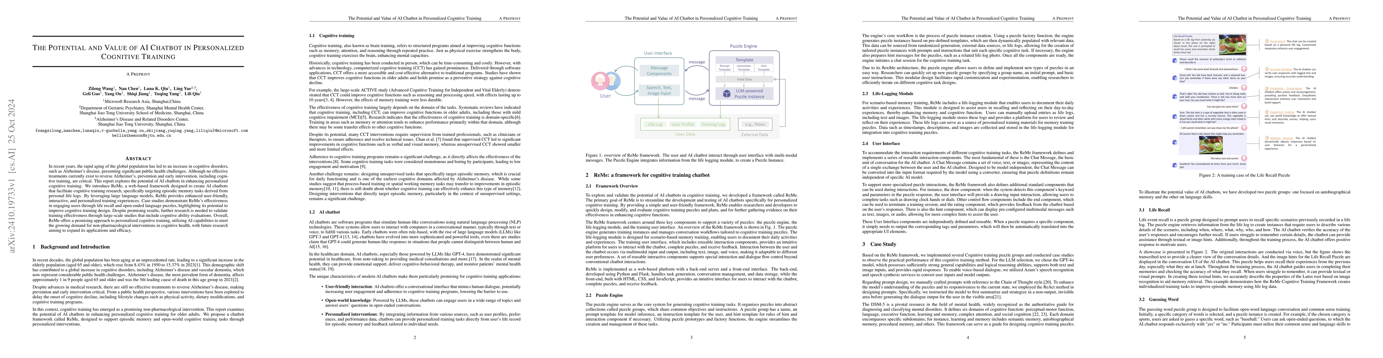 Thumbnail for The Potential and Value of AI Chatbot in Personalized Cognitive Training