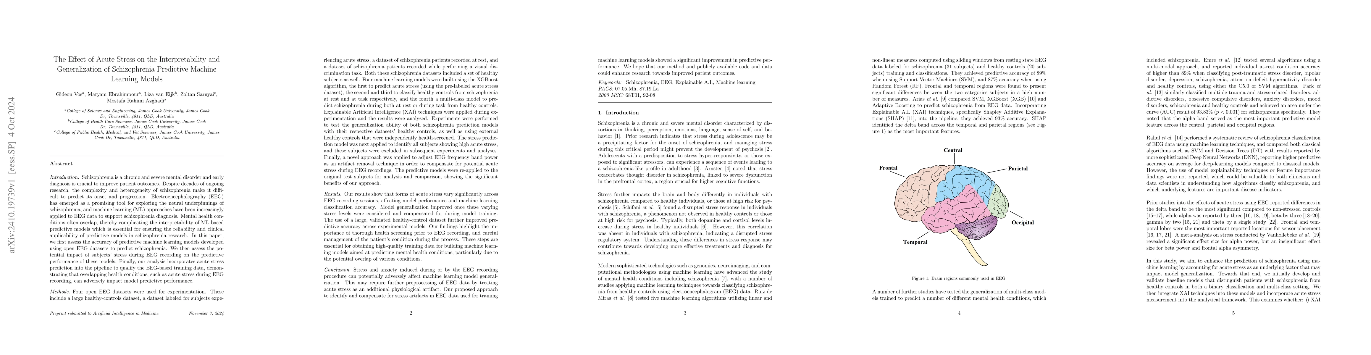 Thumbnail for The Effect of Acute Stress on the Interpretability and Generalization of
  Schizophrenia Predictive Machine Learning Models