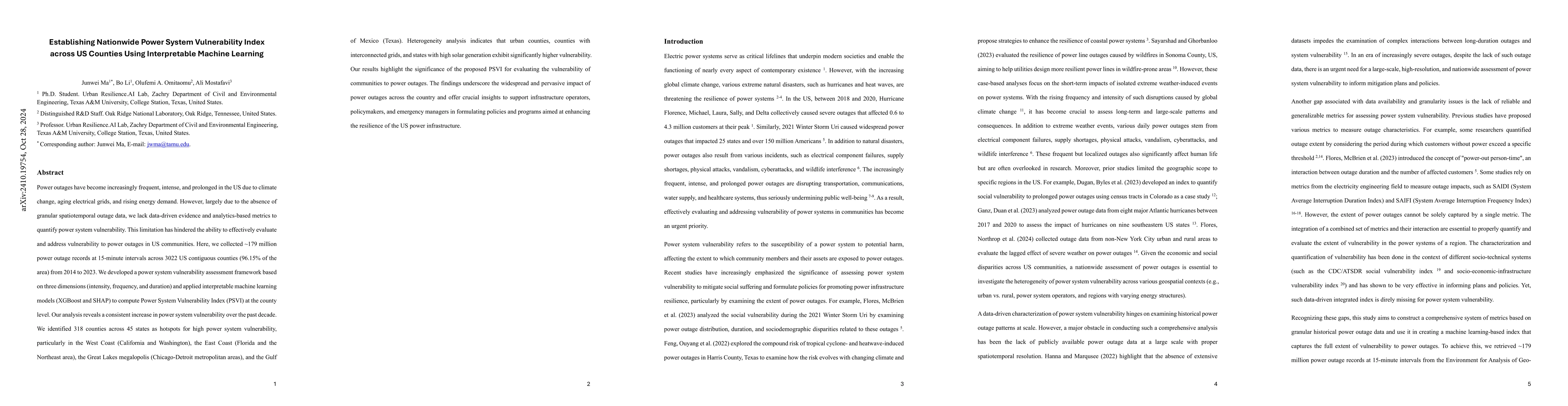 Thumbnail for Establishing Nationwide Power System Vulnerability Index across US
  Counties Using Interpretable Machine Learning
