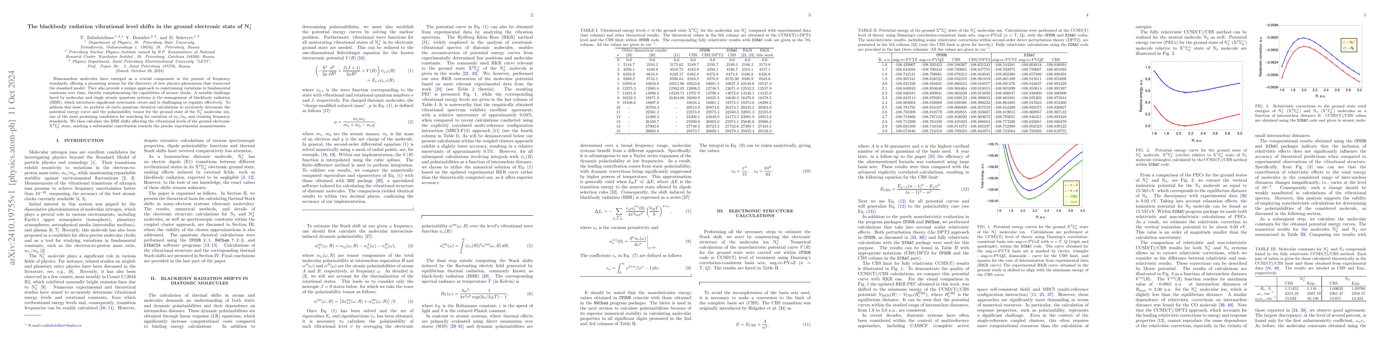 Thumbnail for The blackbody radiation vibrational level shifts in the ground
  electronic state of N$_{2}^{+}$