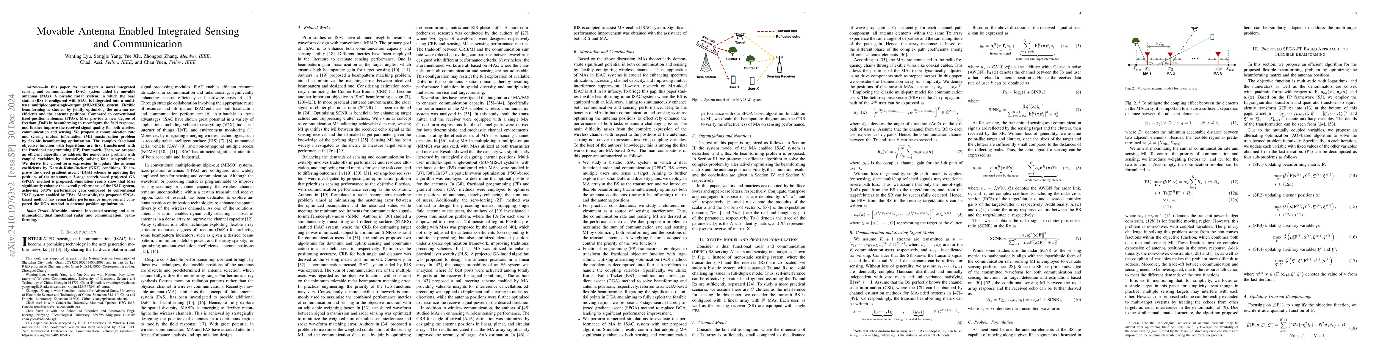 Thumbnail for Movable Antenna Enabled Integrated Sensing and Communication