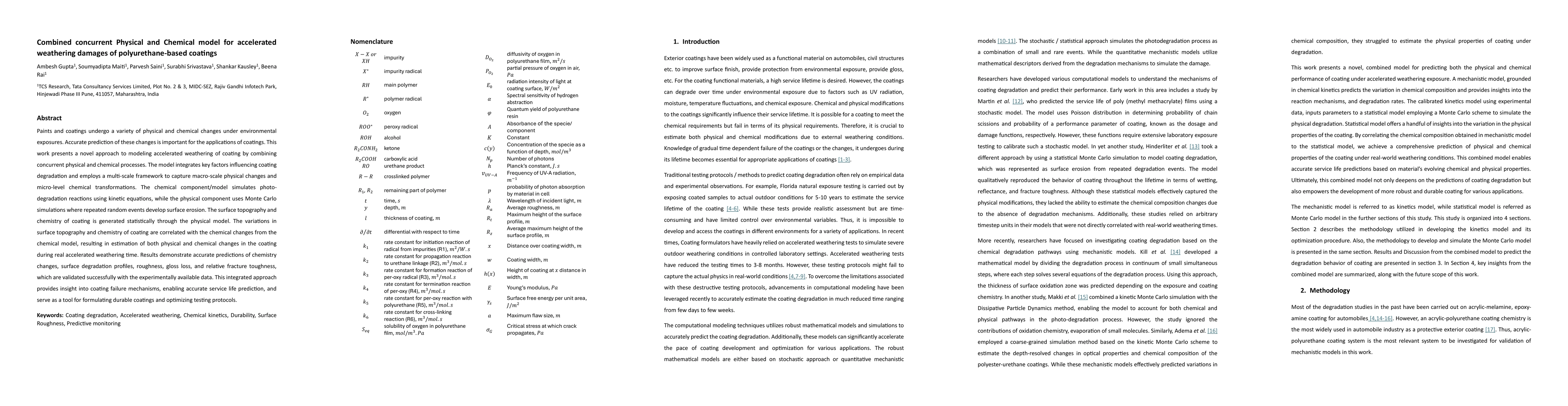 Thumbnail for Combined concurrent Physical and Chemical model for accelerated
  weathering damages of polyurethane-based coatings