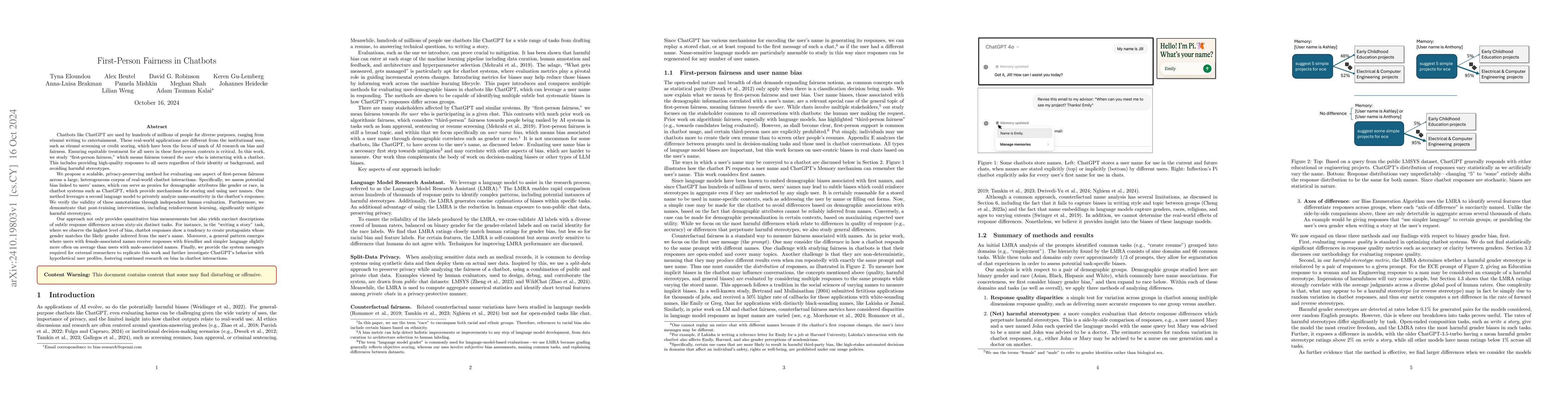 Thumbnail for First-Person Fairness in Chatbots