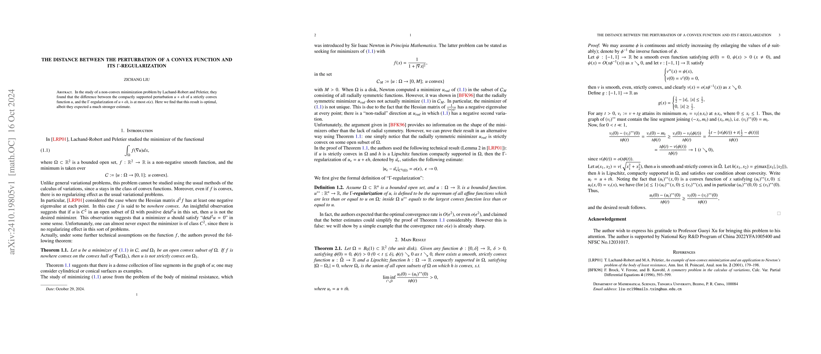 Thumbnail for The Distance Between the Perturbation of a Convex Function and its
  $Γ$-regularization