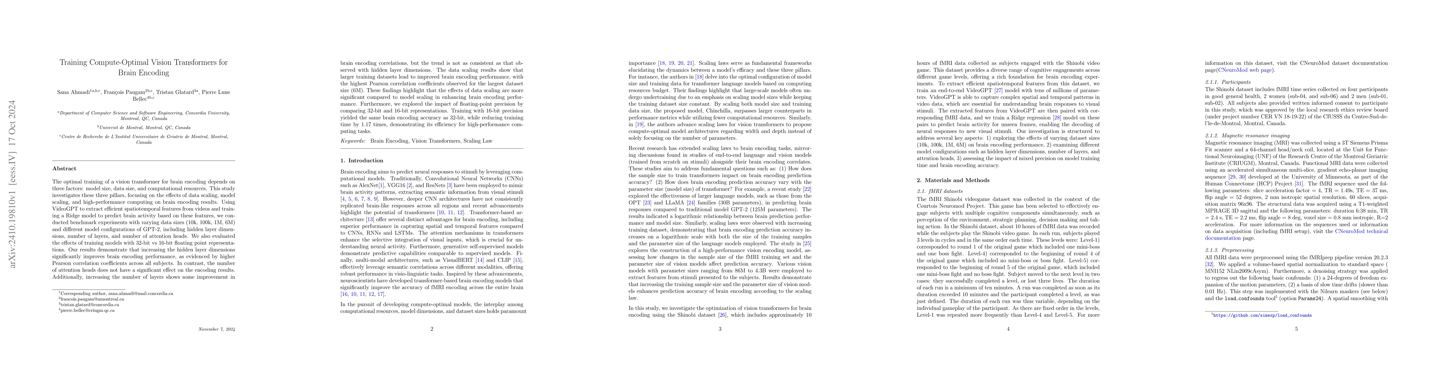 Thumbnail for Training Compute-Optimal Vision Transformers for Brain Encoding
