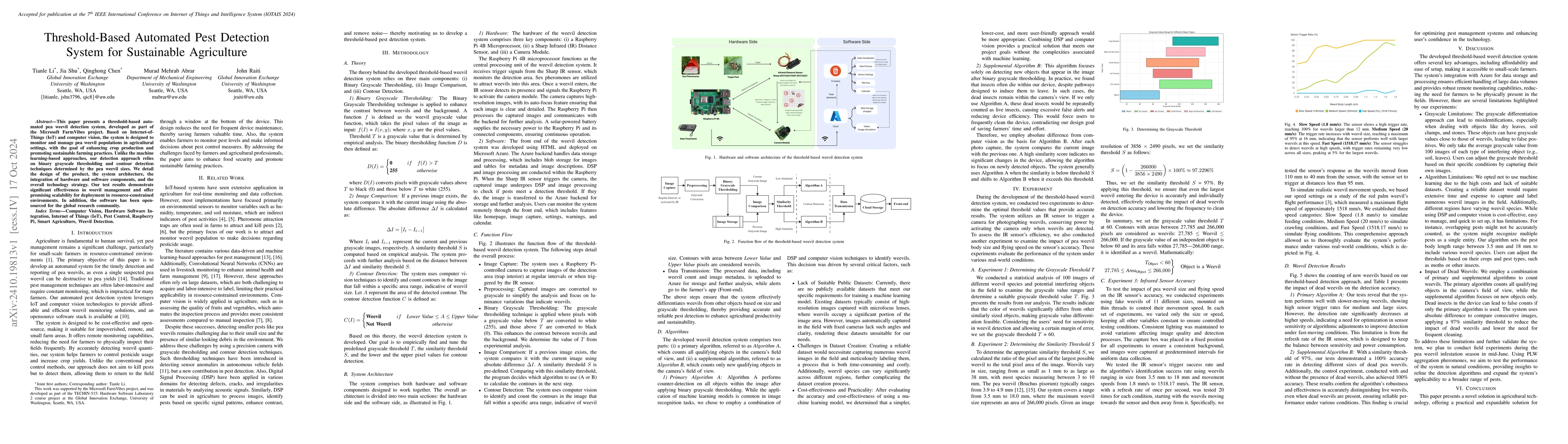 Thumbnail for Threshold-Based Automated Pest Detection System for Sustainable
  Agriculture