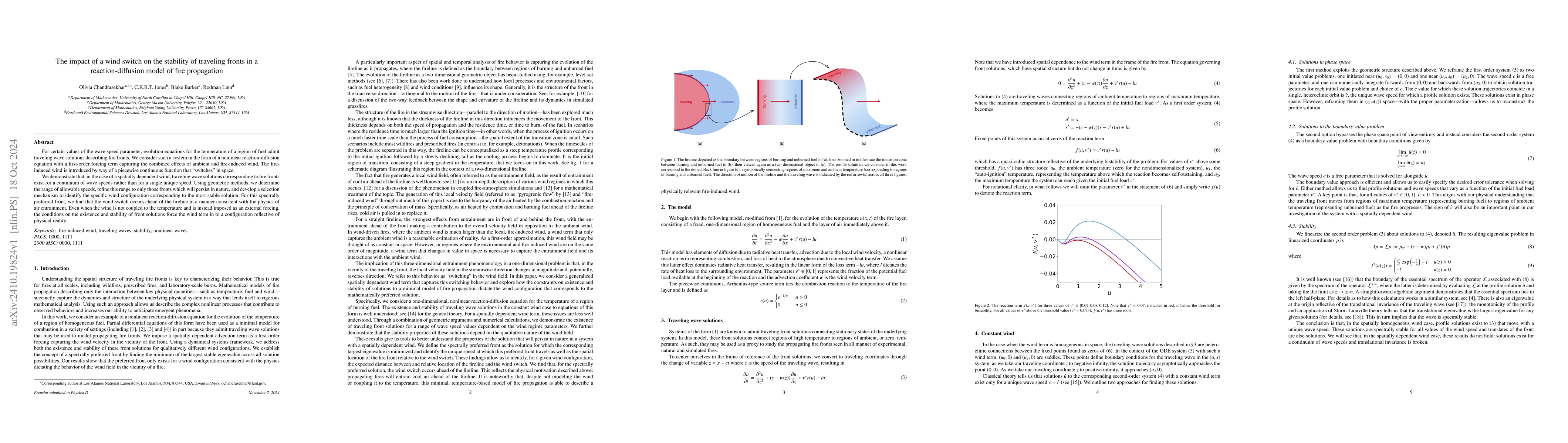 Thumbnail for The impact of a wind switch on the stability of traveling fronts in a
  reaction-diffusion model of fire propagation