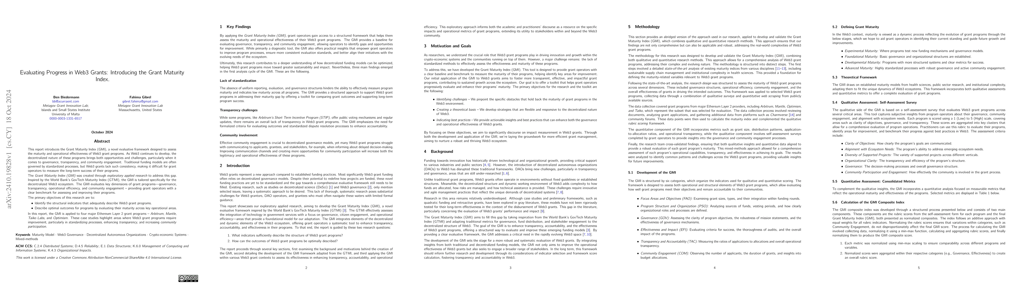 Thumbnail for Evaluating Progress in Web3 Grants: Introducing the Grant Maturity Index