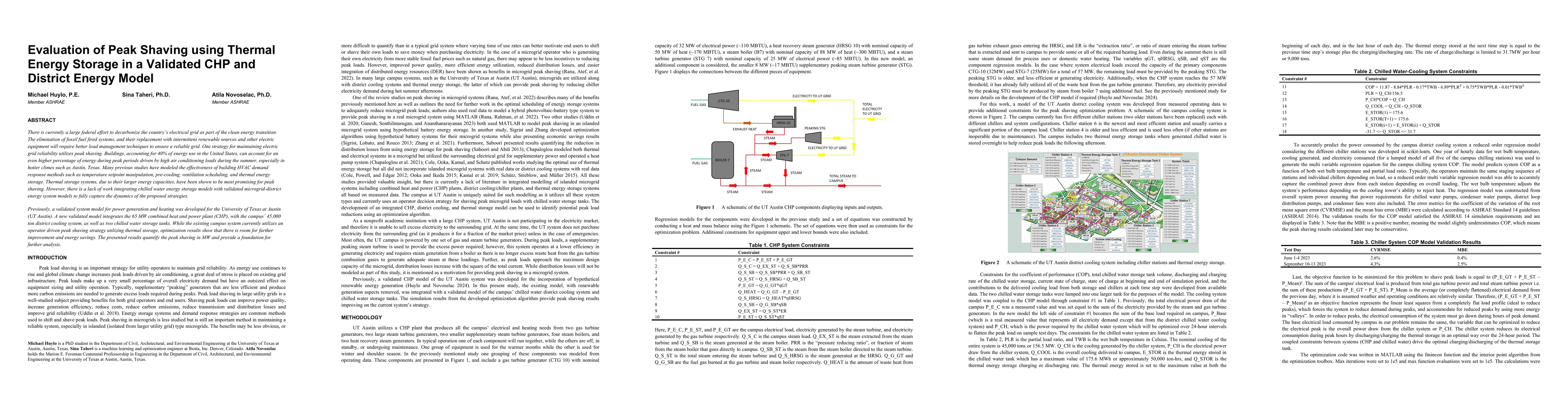 Thumbnail for Evaluation of Peak Shaving Using Thermal Energy Storage in a Validated
  CHP and District Energy Model