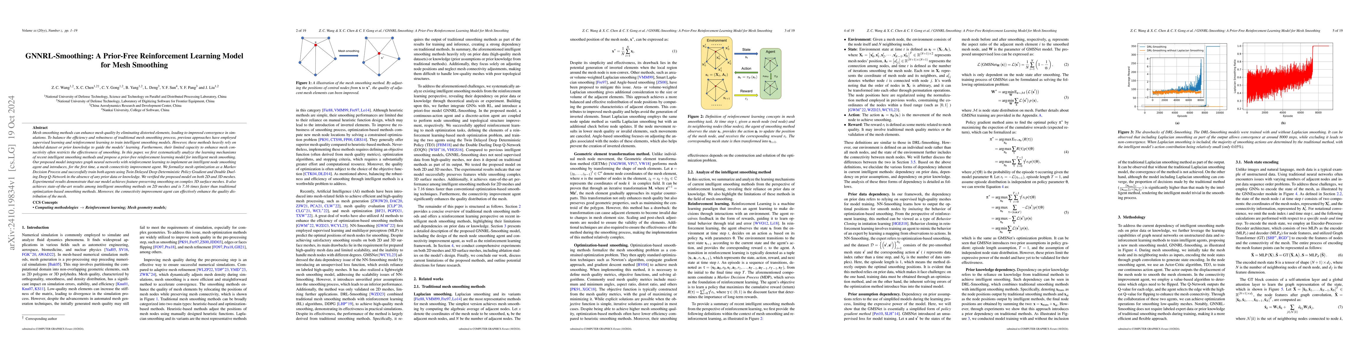 Thumbnail for GNNRL-Smoothing: A Prior-Free Reinforcement Learning Model for Mesh
  Smoothing