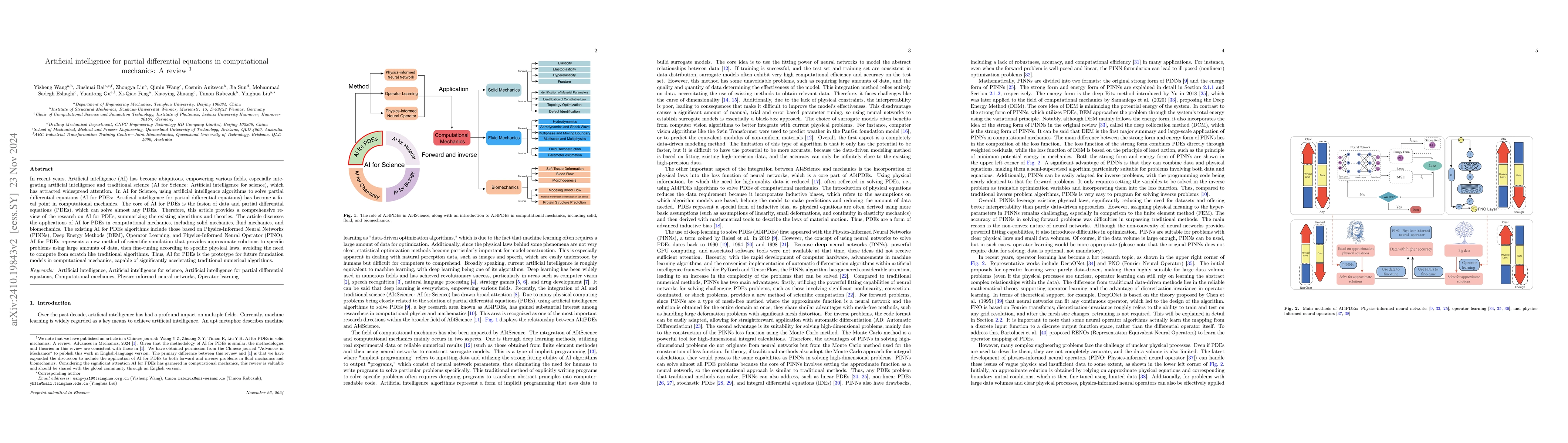 Thumbnail for Artificial intelligence for partial differential equations in
  computational mechanics: A review