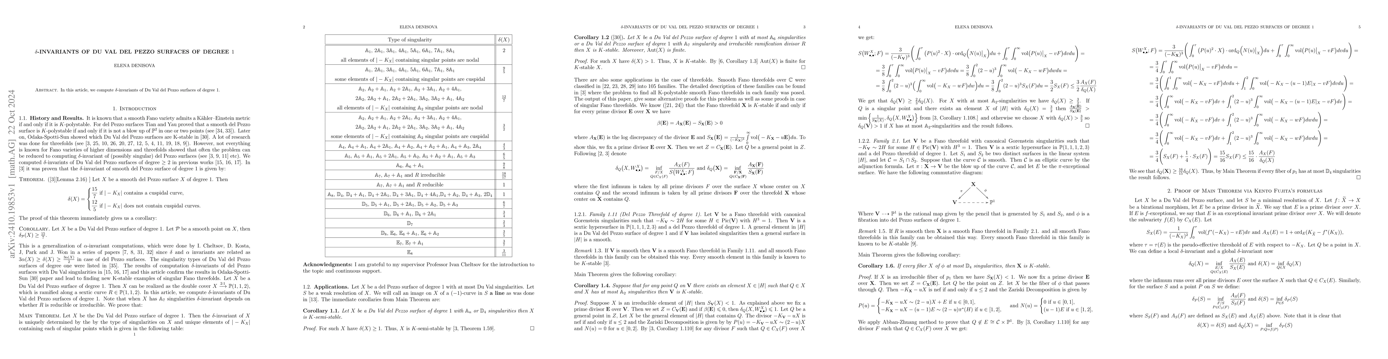 Thumbnail for $δ$-invariants of Du Val del Pezzo surfaces of degree 1