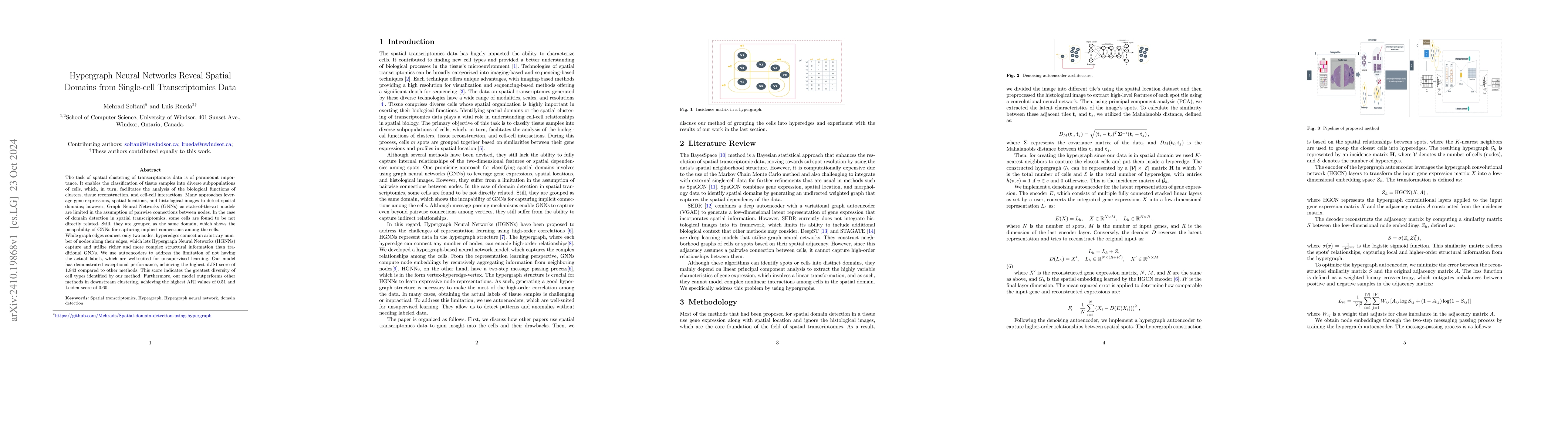 Thumbnail for Hypergraph Neural Networks Reveal Spatial Domains from Single-cell
  Transcriptomics Data