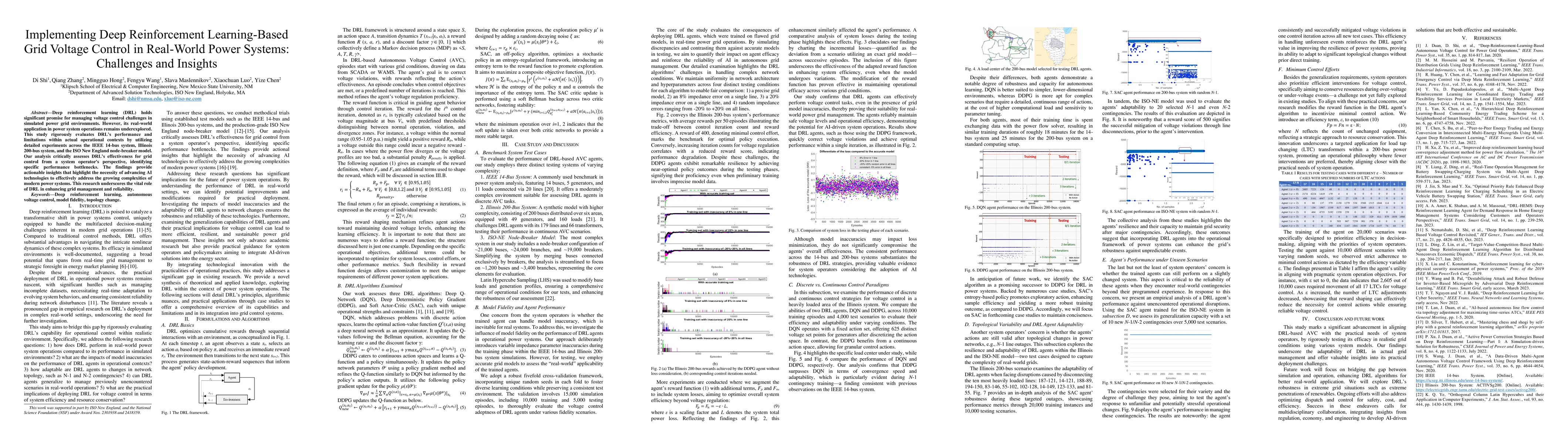 Thumbnail for Implementing Deep Reinforcement Learning-Based Grid Voltage Control in
  Real-World Power Systems: Challenges and Insights