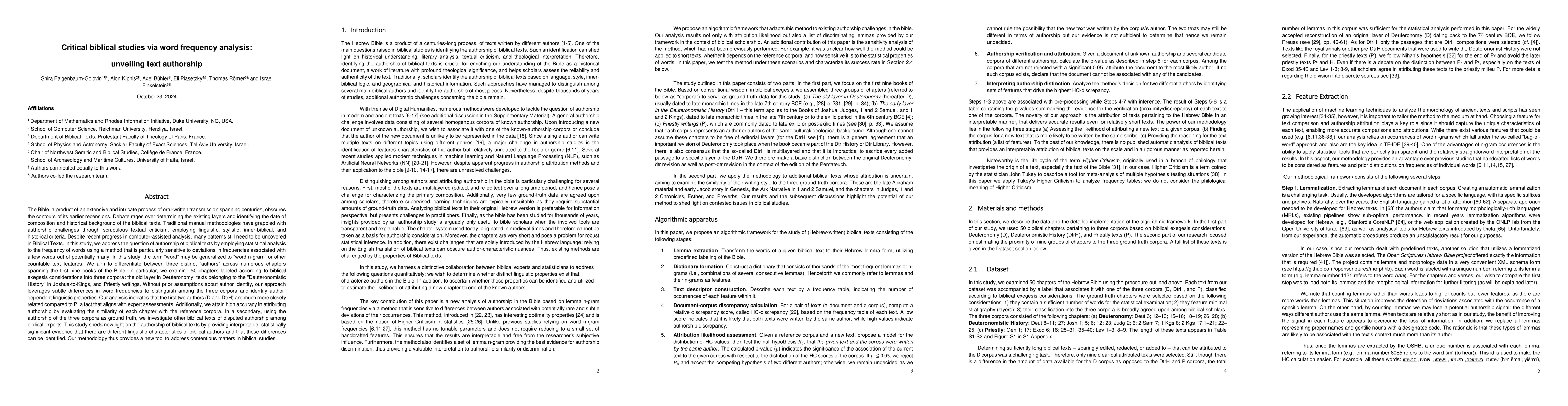 Thumbnail for Critical biblical studies via word frequency analysis: unveiling text
  authorship