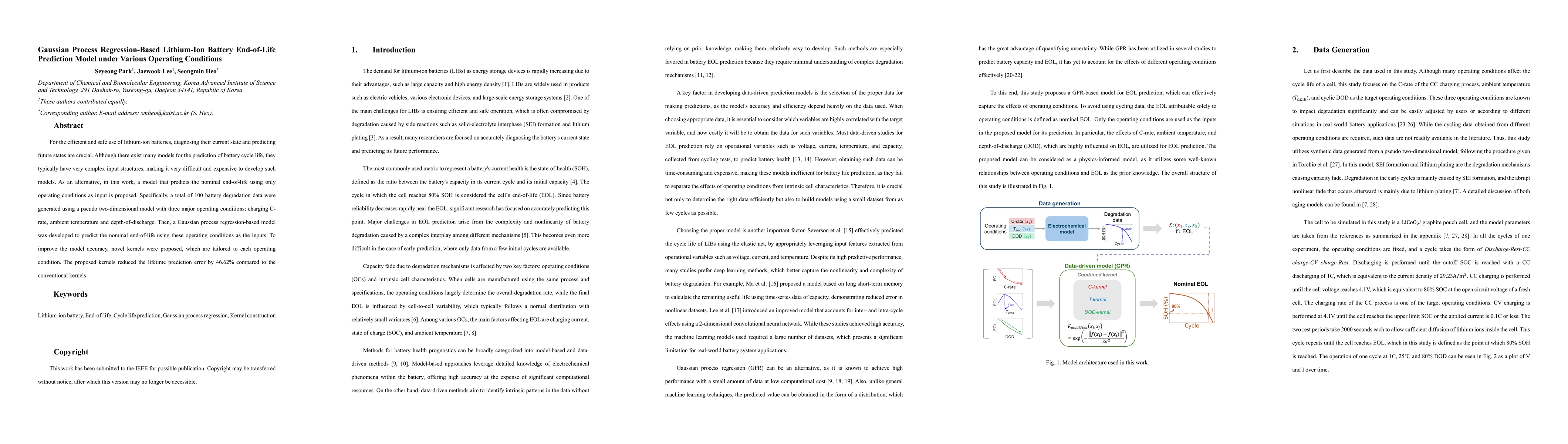 Thumbnail for Gaussian Process Regression-Based Lithium-Ion Battery End-of-Life
  Prediction Model under Various Operating Conditions