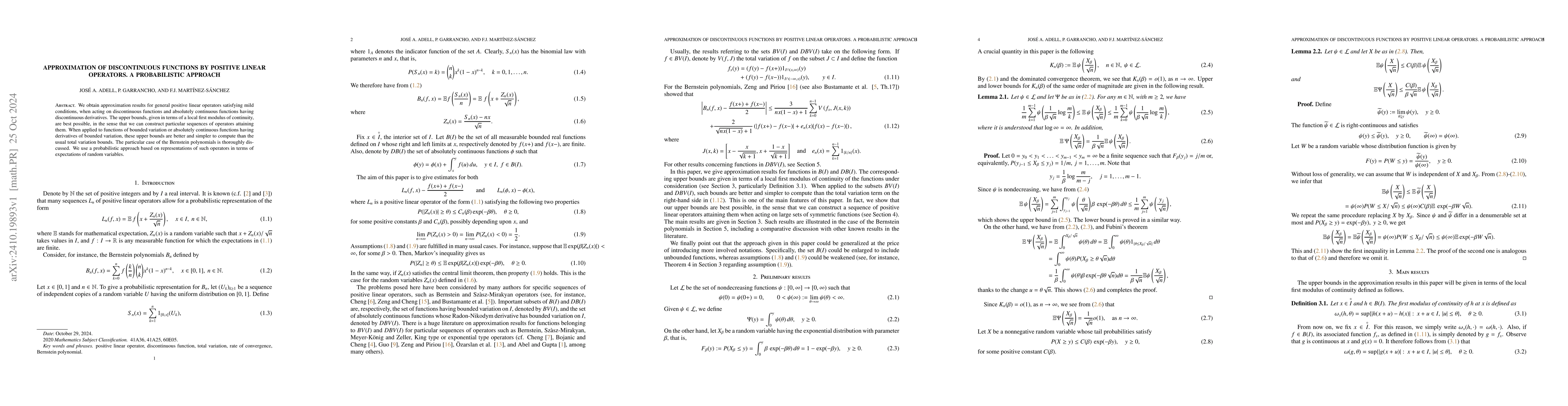 Thumbnail for Approximation of discontinuous functions by positive linear operators. A
  probabilistic approach