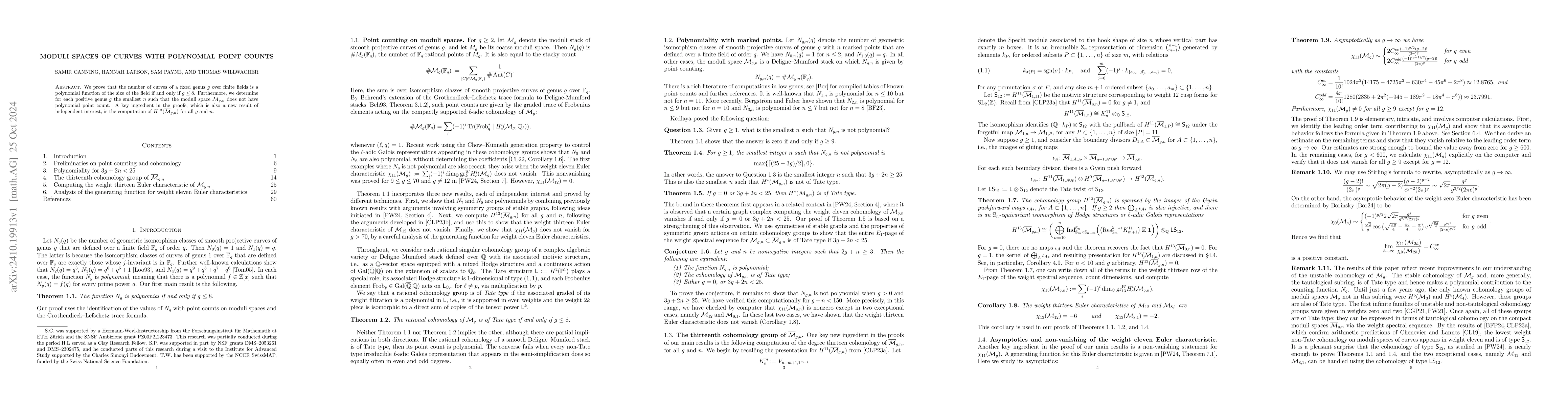 Thumbnail for Moduli spaces of curves with polynomial point counts