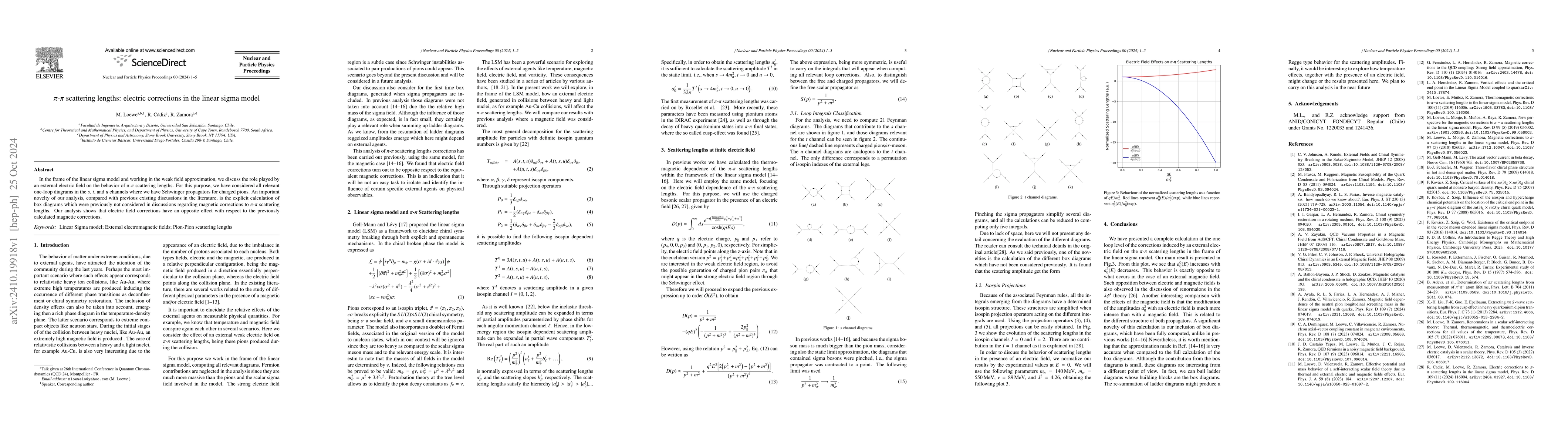 Thumbnail for $π$-$π$ scattering lengths: electric corrections in the linear sigma
  model