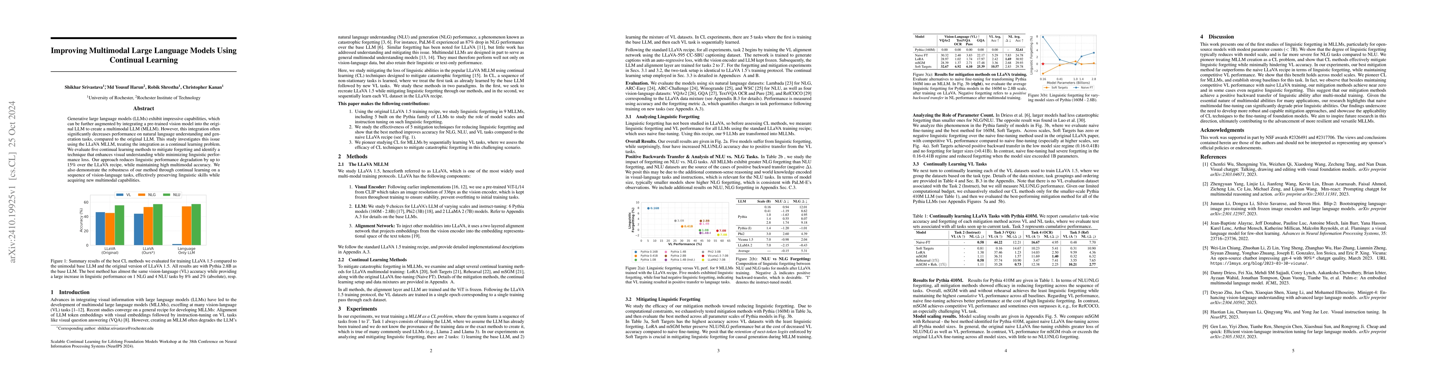 Thumbnail for Improving Multimodal Large Language Models Using Continual Learning