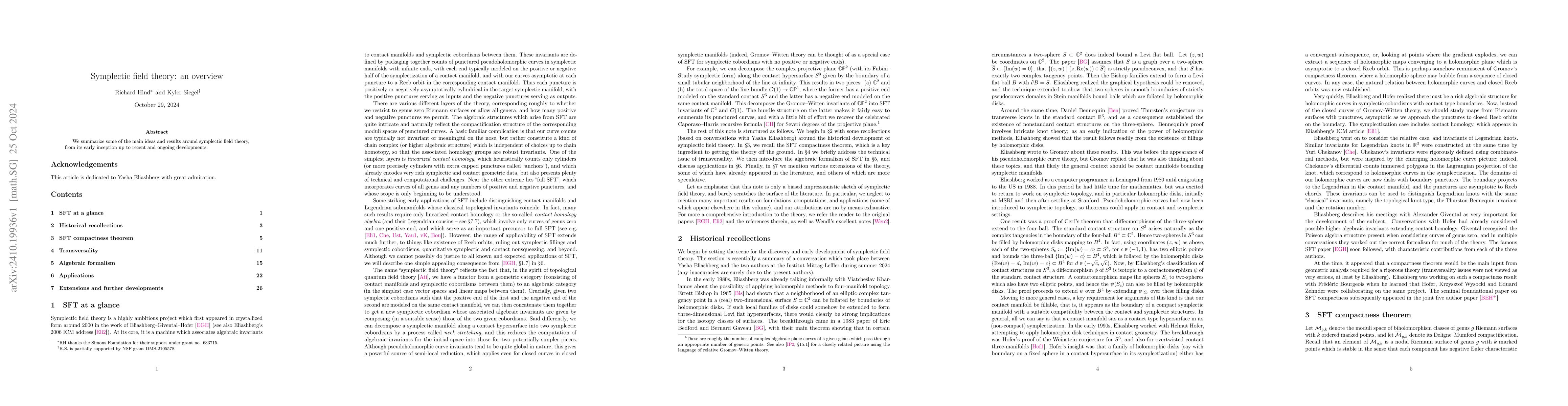Thumbnail for Symplectic field theory: an overview