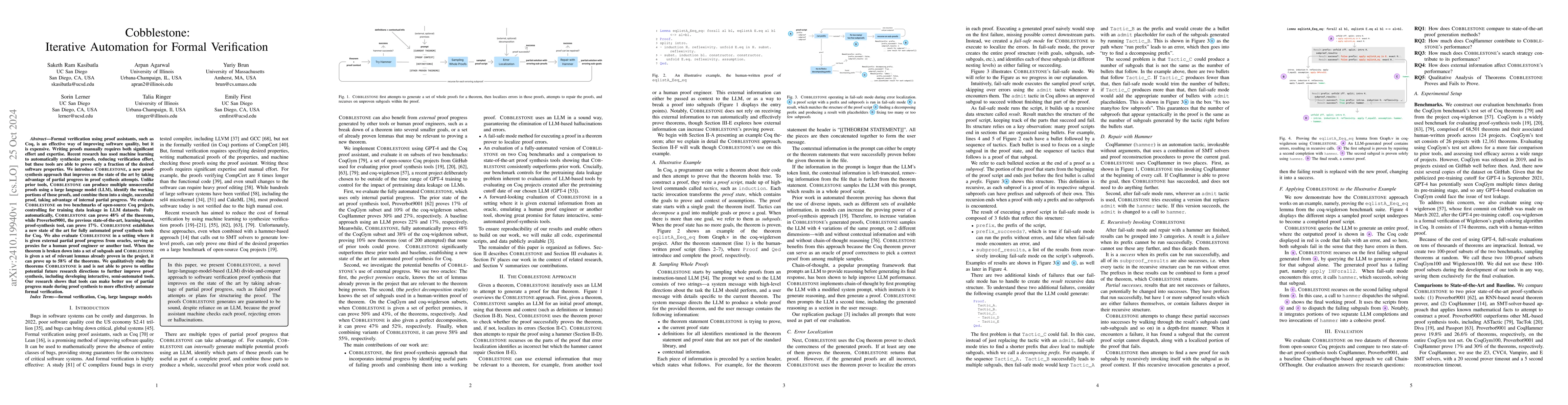 Thumbnail for Cobblestone: Iterative Automation for Formal Verification