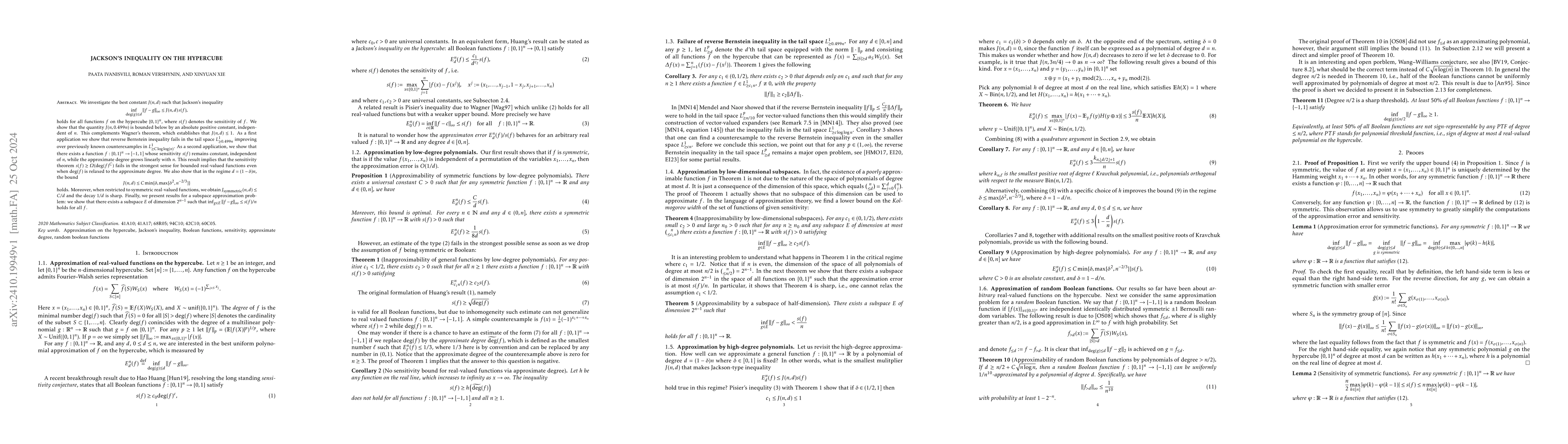 Thumbnail for Jackson's inequality on the hypercube