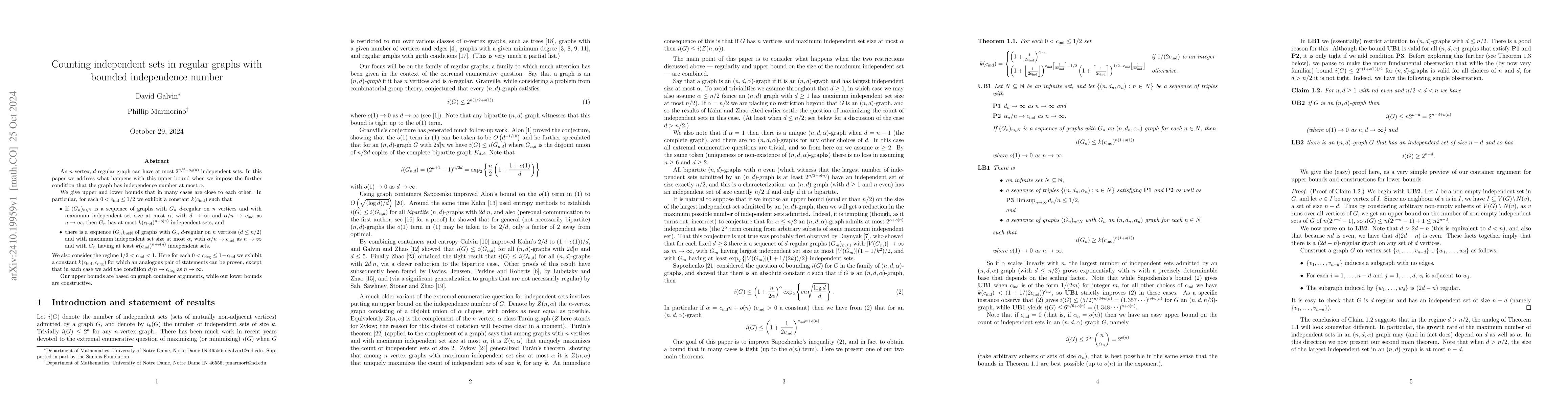 Thumbnail for Counting independent sets in regular graphs with bounded independence
  number